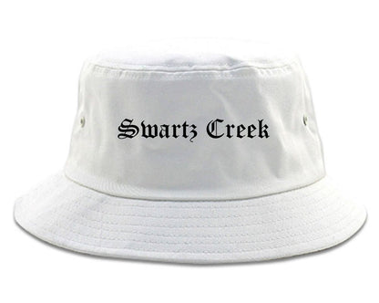 Swartz Creek Michigan MI Old English Mens Bucket Hat White