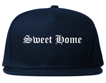 Sweet Home Oregon OR Old English Mens Snapback Hat Navy Blue