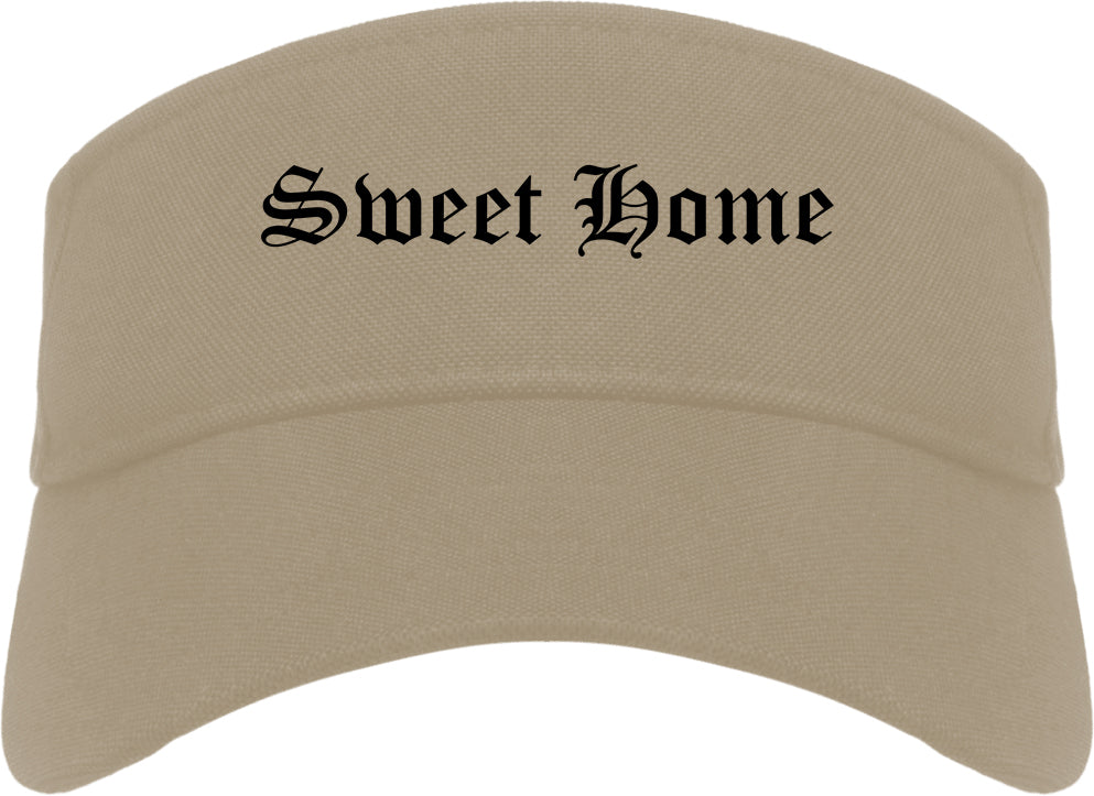 Sweet Home Oregon OR Old English Mens Visor Cap Hat Khaki