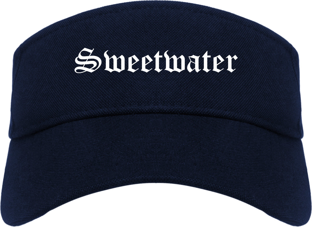 Sweetwater Florida FL Old English Mens Visor Cap Hat Navy Blue