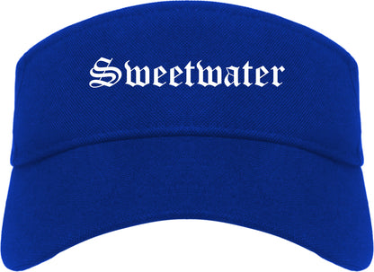 Sweetwater Florida FL Old English Mens Visor Cap Hat Royal Blue