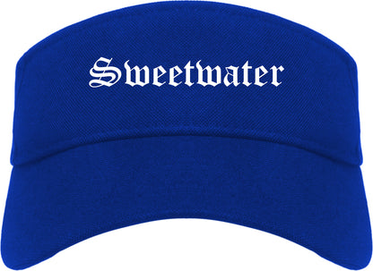 Sweetwater Tennessee TN Old English Mens Visor Cap Hat Royal Blue