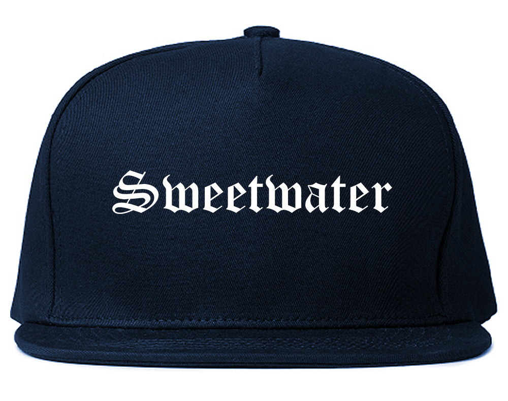 Sweetwater Texas TX Old English Mens Snapback Hat Navy Blue
