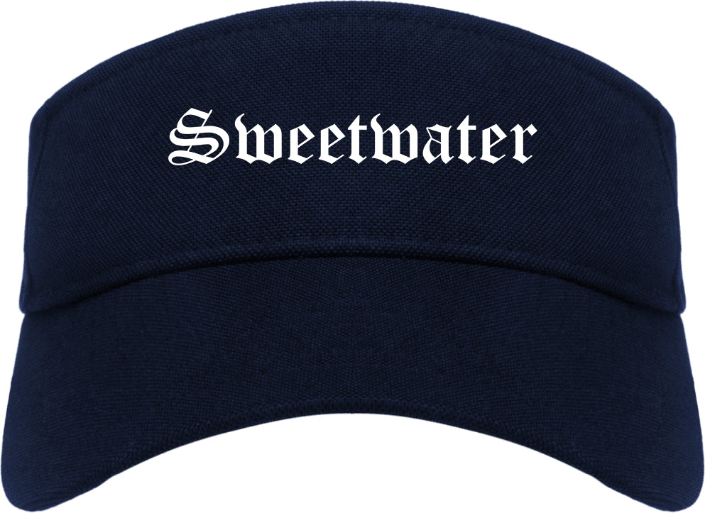 Sweetwater Texas TX Old English Mens Visor Cap Hat Navy Blue
