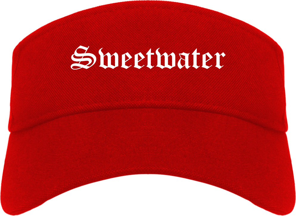 Sweetwater Texas TX Old English Mens Visor Cap Hat Red