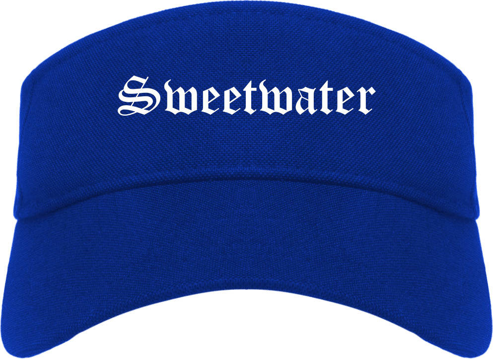 Sweetwater Texas TX Old English Mens Visor Cap Hat Royal Blue