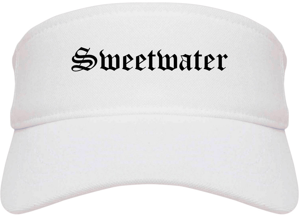 Sweetwater Texas TX Old English Mens Visor Cap Hat White