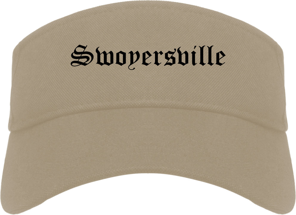 Swoyersville Pennsylvania PA Old English Mens Visor Cap Hat Khaki
