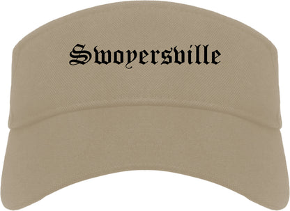 Swoyersville Pennsylvania PA Old English Mens Visor Cap Hat Khaki