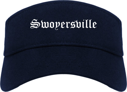 Swoyersville Pennsylvania PA Old English Mens Visor Cap Hat Navy Blue