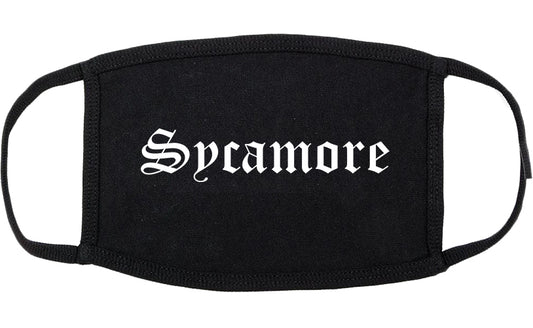 Sycamore Illinois IL Old English Cotton Face Mask Black