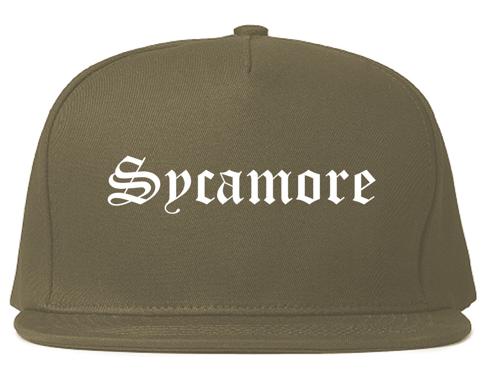 Sycamore Illinois IL Old English Mens Snapback Hat Grey