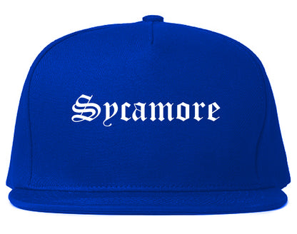 Sycamore Illinois IL Old English Mens Snapback Hat Royal Blue