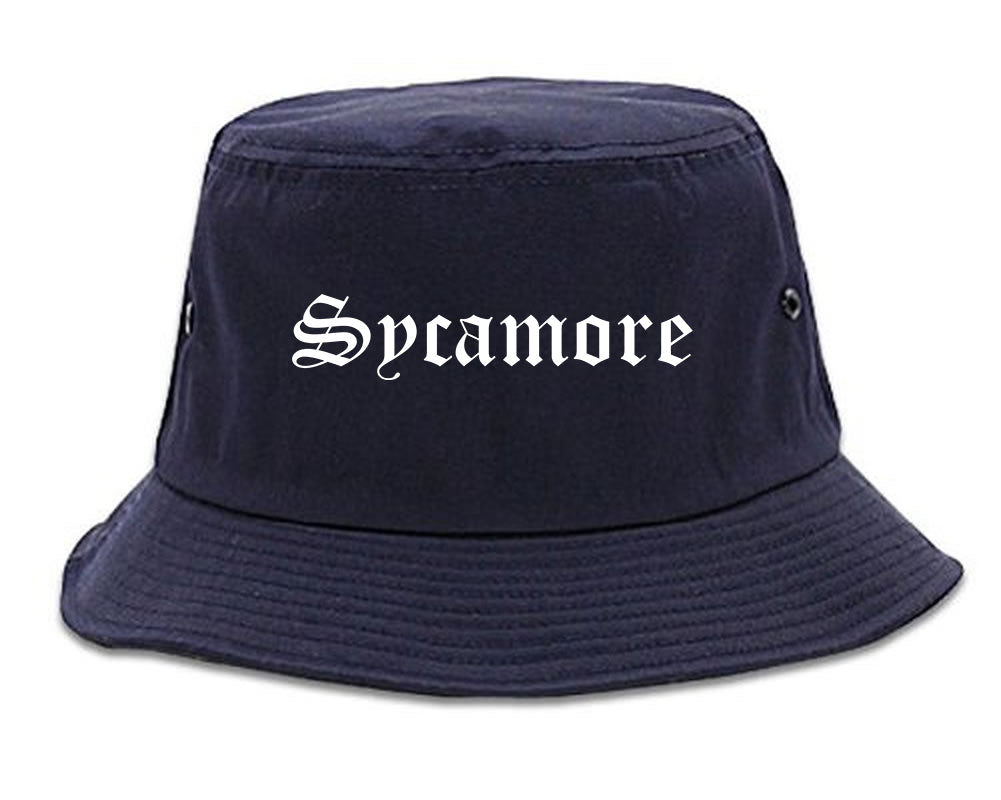Sycamore Illinois IL Old English Mens Bucket Hat Navy Blue