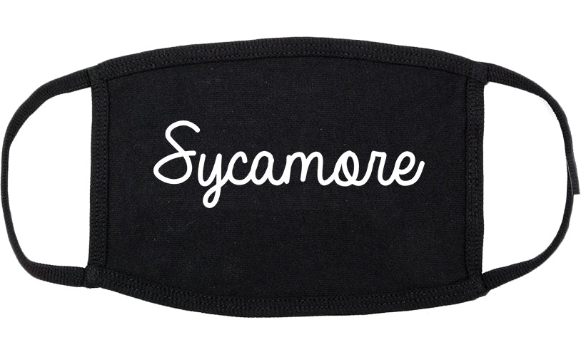 Sycamore Illinois IL Script Cotton Face Mask Black