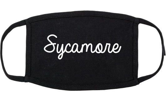 Sycamore Illinois IL Script Cotton Face Mask Black
