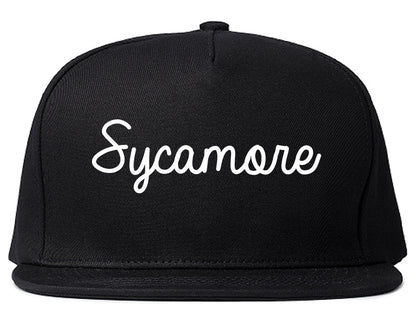 Sycamore Illinois IL Script Mens Snapback Hat Black