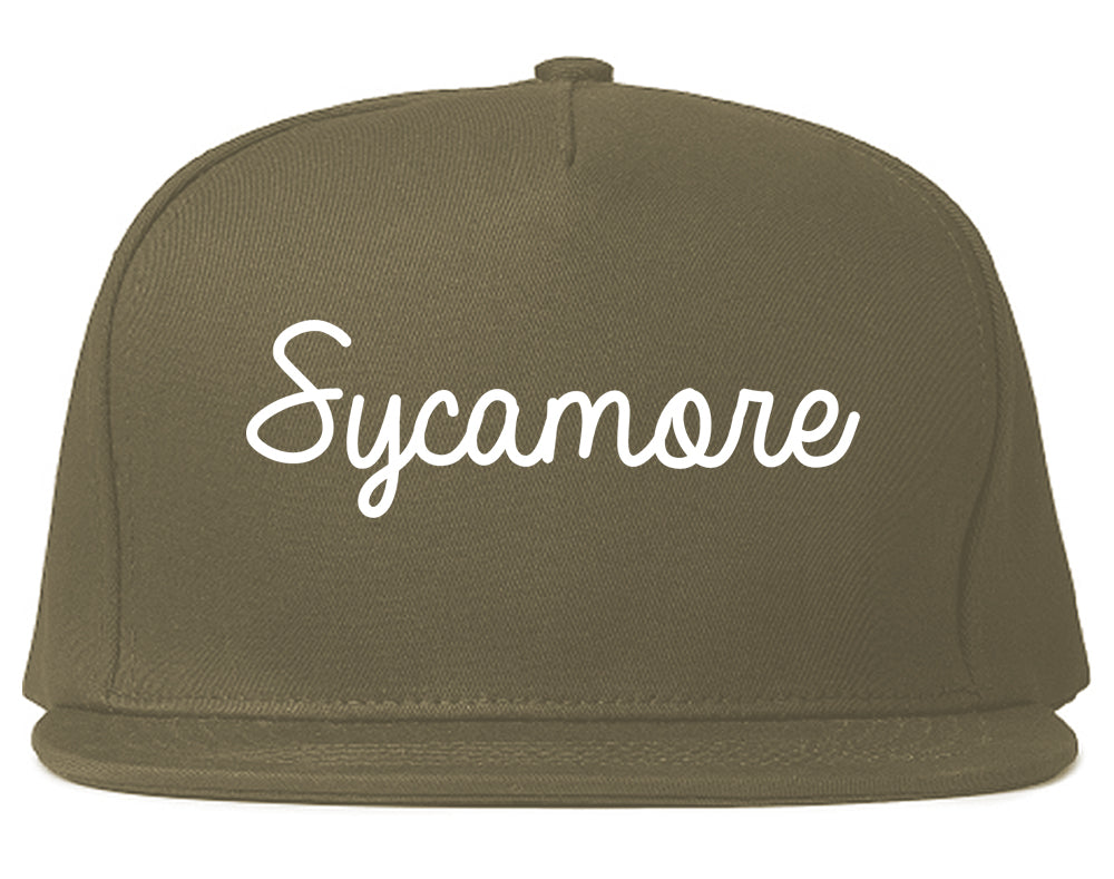Sycamore Illinois IL Script Mens Snapback Hat Grey