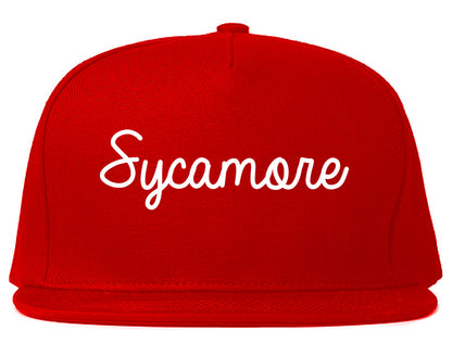 Sycamore Illinois IL Script Mens Snapback Hat Red