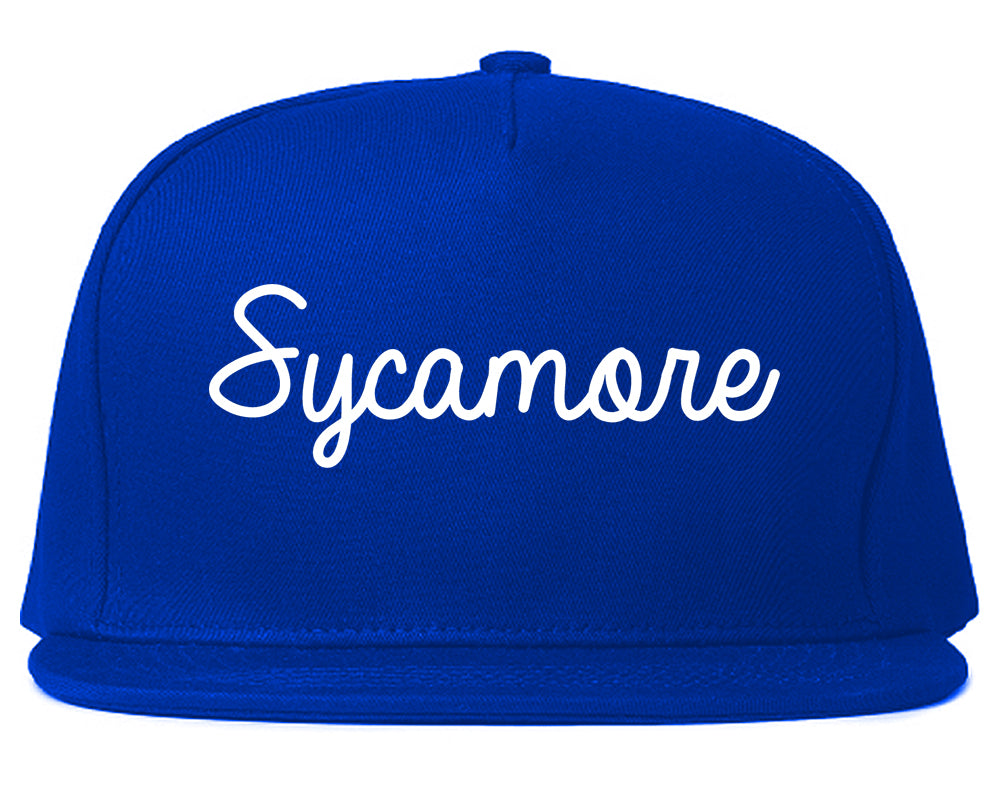 Sycamore Illinois IL Script Mens Snapback Hat Royal Blue