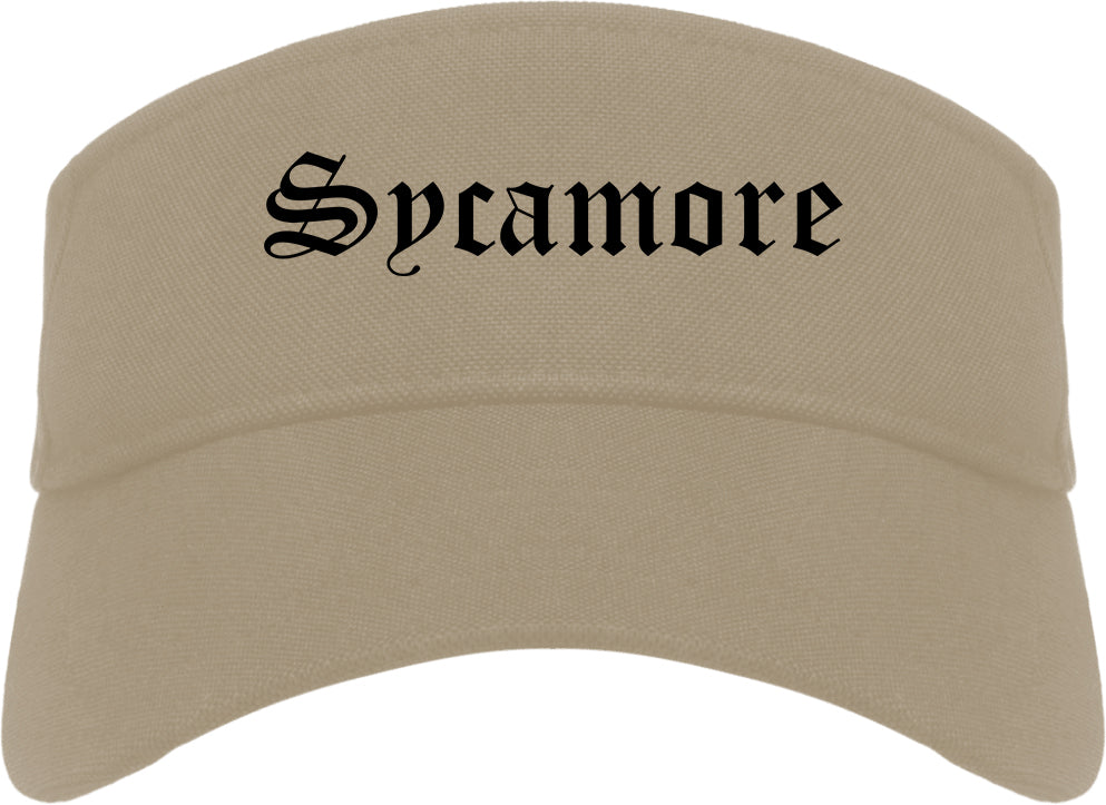 Sycamore Illinois IL Old English Mens Visor Cap Hat Khaki