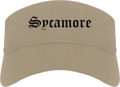 Sycamore Illinois IL Old English Mens Visor Cap Hat Khaki