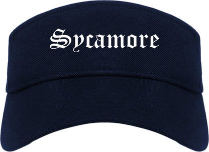 Sycamore Illinois IL Old English Mens Visor Cap Hat Navy Blue