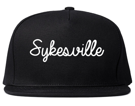 Sykesville Maryland MD Script Mens Snapback Hat Black