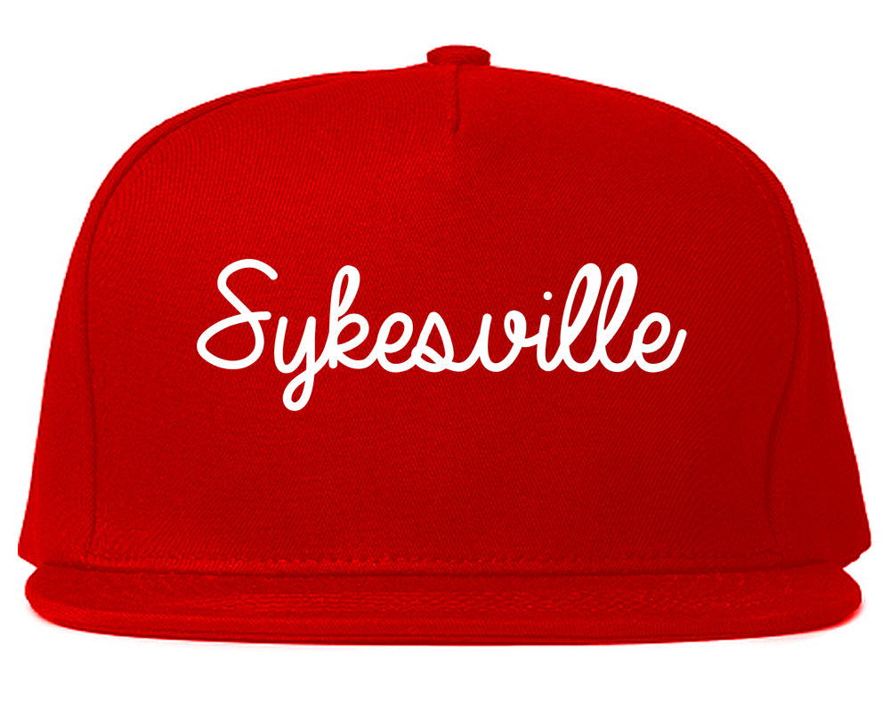 Sykesville Maryland MD Script Mens Snapback Hat Red