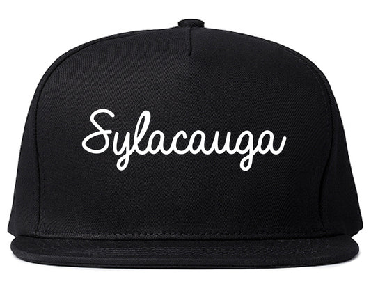 Sylacauga Alabama AL Script Mens Snapback Hat Black