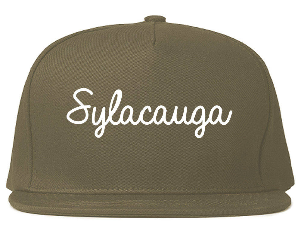Sylacauga Alabama AL Script Mens Snapback Hat Grey