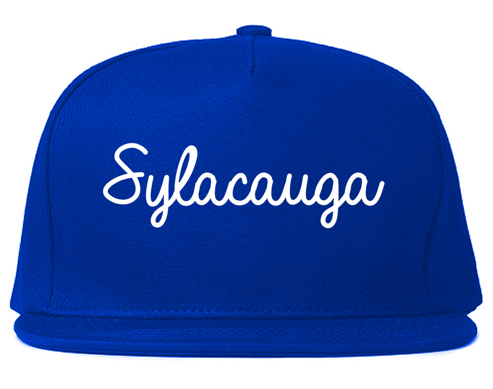 Sylacauga Alabama AL Script Mens Snapback Hat Royal Blue