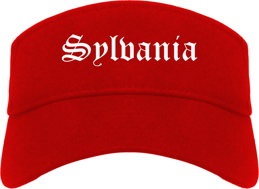 Sylvania Ohio OH Old English Mens Visor Cap Hat Red