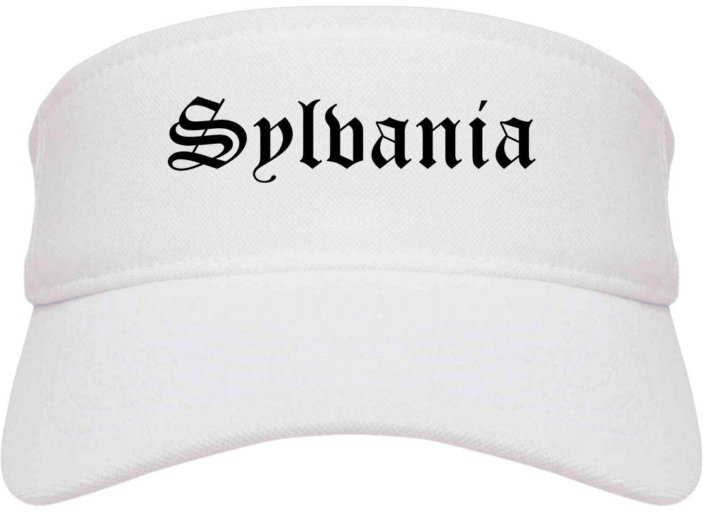 Sylvania Ohio OH Old English Mens Visor Cap Hat White