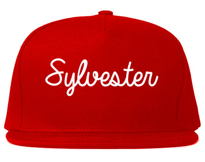 Sylvester Georgia GA Script Mens Snapback Hat Red