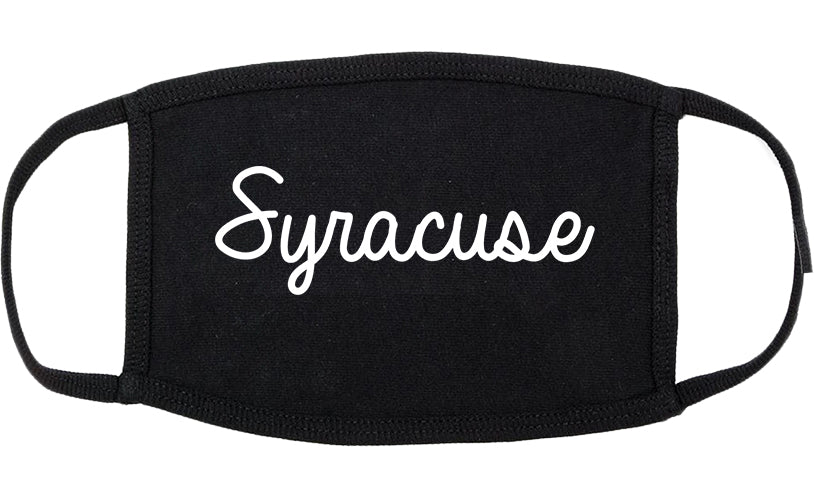 Syracuse New York NY Script Cotton Face Mask Black