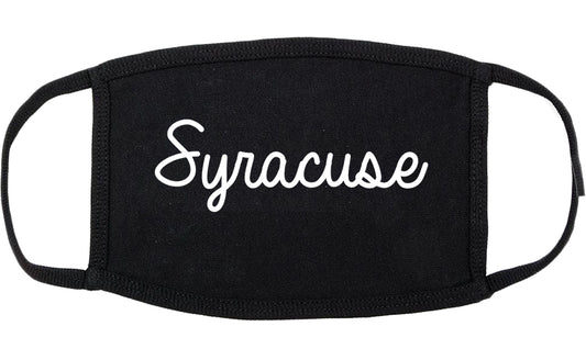 Syracuse New York NY Script Cotton Face Mask Black