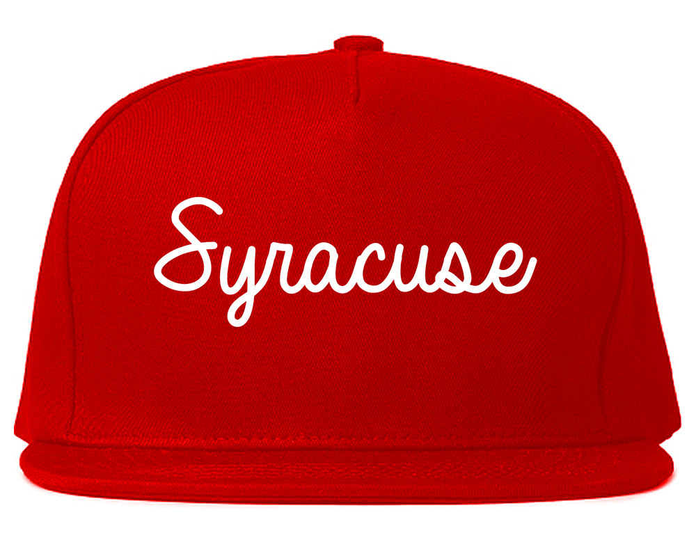 Syracuse Utah UT Script Mens Snapback Hat Red