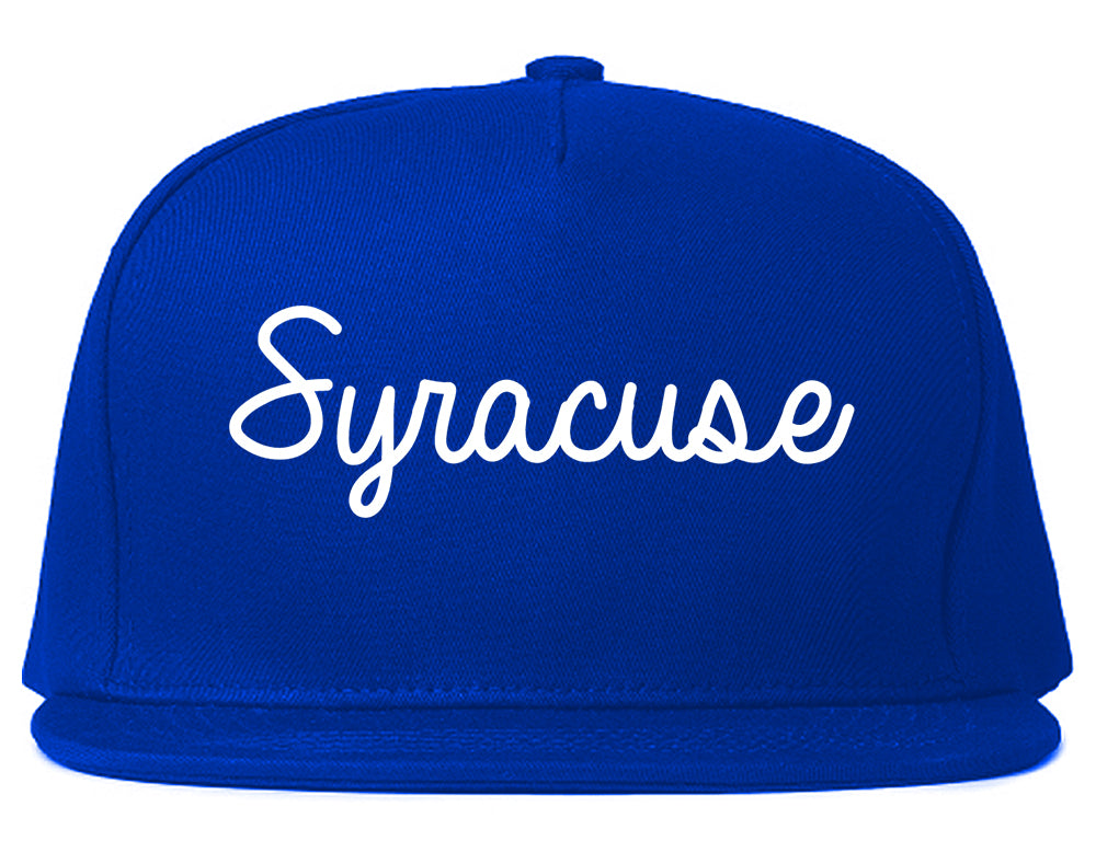 Syracuse Utah UT Script Mens Snapback Hat Royal Blue