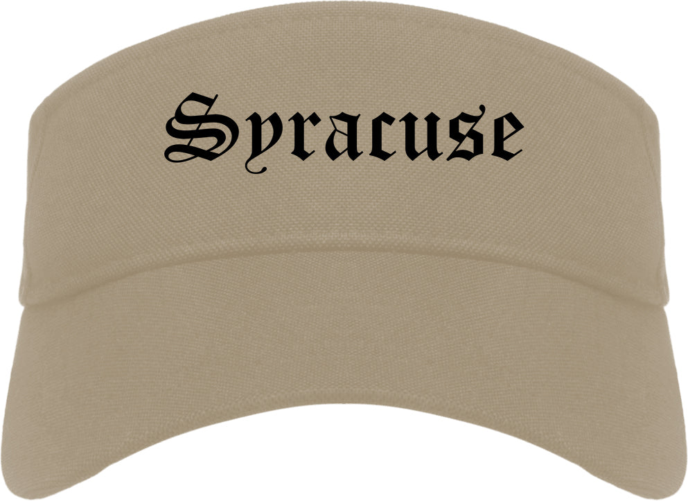 Syracuse Utah UT Old English Mens Visor Cap Hat Khaki
