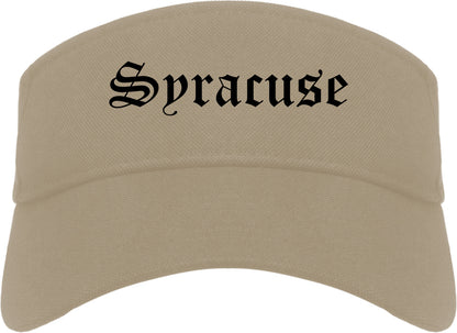 Syracuse Utah UT Old English Mens Visor Cap Hat Khaki