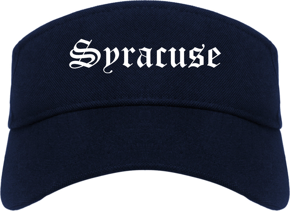 Syracuse Utah UT Old English Mens Visor Cap Hat Navy Blue