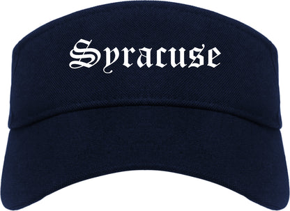 Syracuse Utah UT Old English Mens Visor Cap Hat Navy Blue