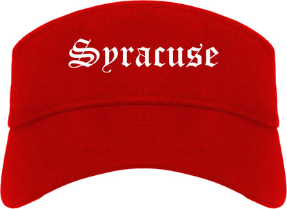Syracuse Utah UT Old English Mens Visor Cap Hat Red