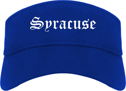 Syracuse Utah UT Old English Mens Visor Cap Hat Royal Blue