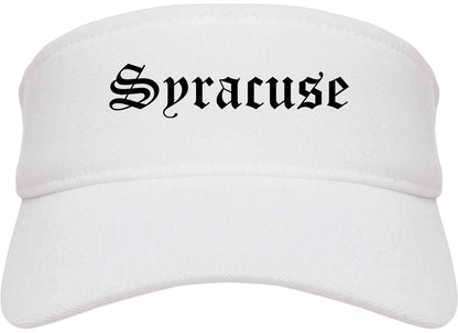 Syracuse Utah UT Old English Mens Visor Cap Hat White