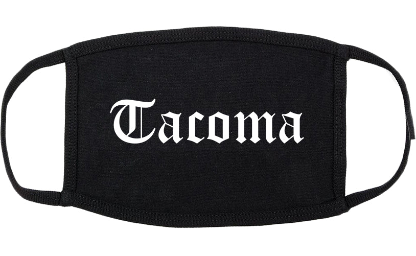 Tacoma Washington WA Old English Cotton Face Mask Black