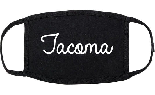 Tacoma Washington WA Script Cotton Face Mask Black