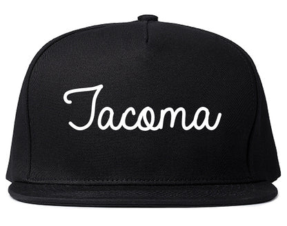 Tacoma Washington WA Script Mens Snapback Hat Black