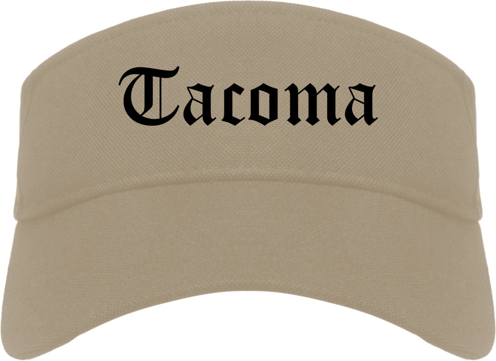 Tacoma Washington WA Old English Mens Visor Cap Hat Khaki